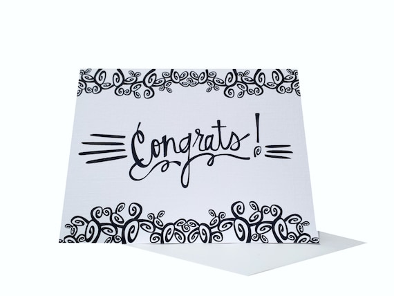 Printable Congratulations Card Instant Download Black &amp; | Etsy