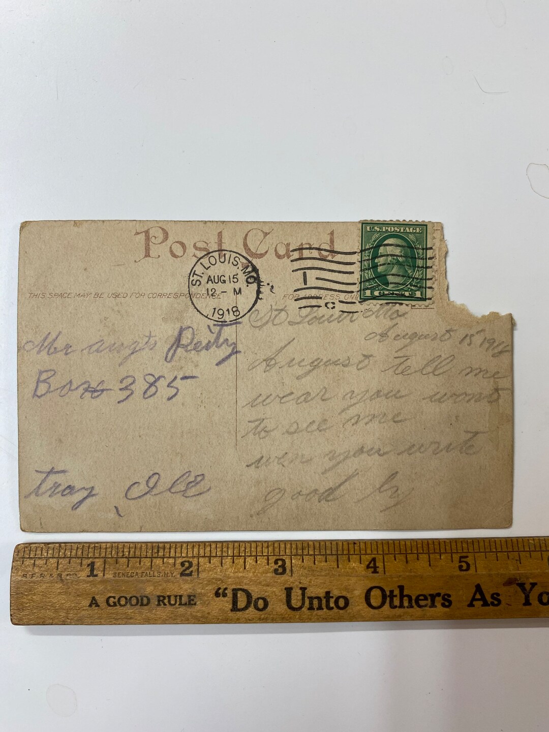 Vintage Postcard With Benjamin Franklin One Cent Stamp St. Etsy