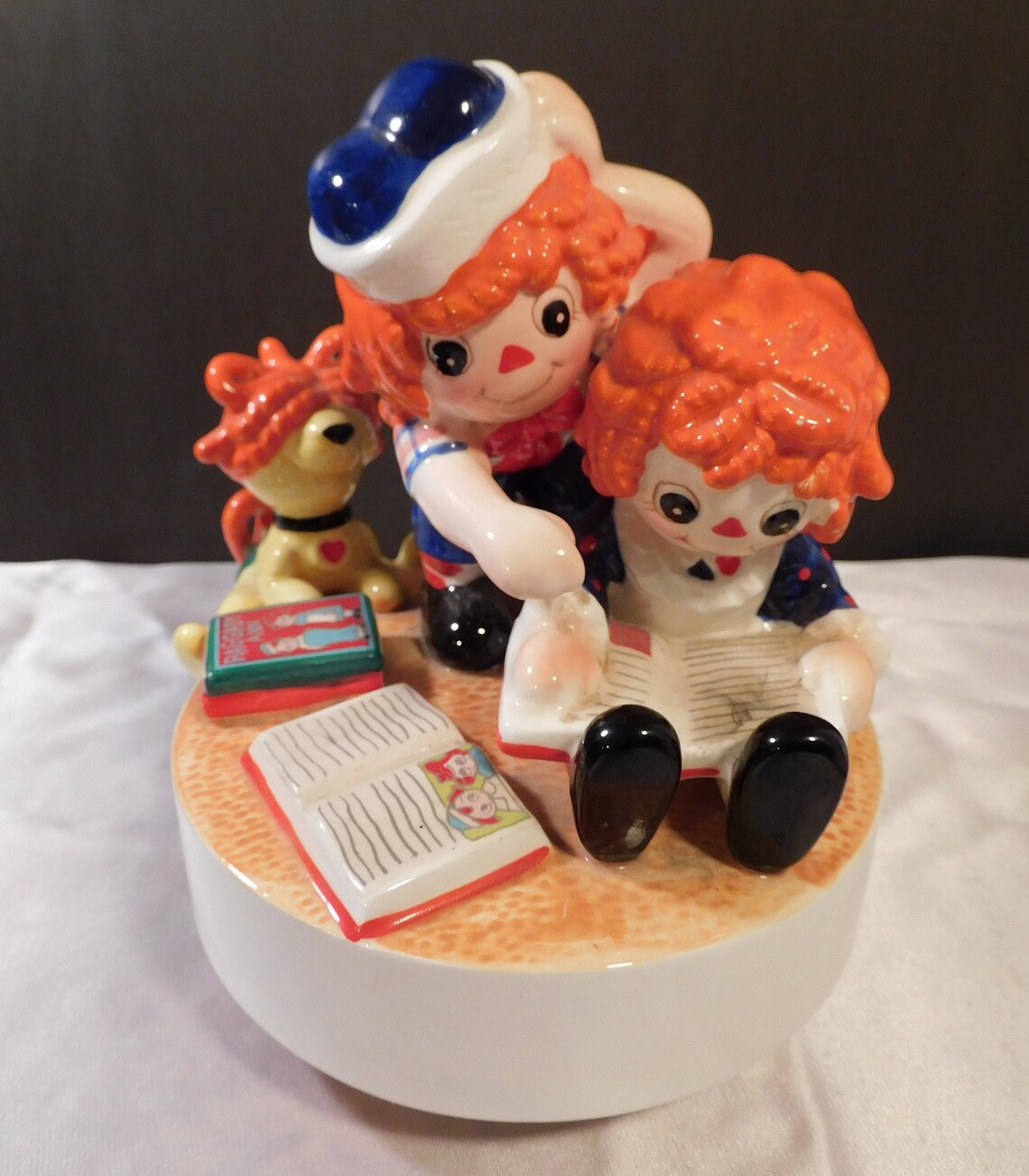 Vintage Raggedy Ann and Andy Music Box Porcelain Figurine Etsy