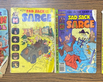 Vintage Sad Sack and Sarge Hot Stuff Devil Beginning Collector Comics Harvey Comics une belle variété de livres amusants pour apprendre à lire
