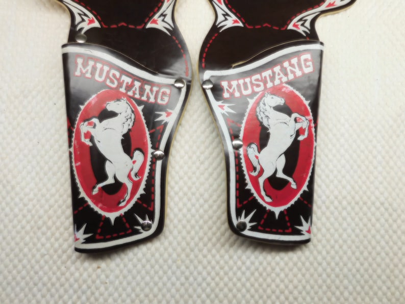 Vintage Mustang Leather Toy Gun Holsters Kids Leather Cowboy Toy
