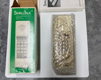 Vintage  SmallTalk Telephone Ivory Compact Touch Tone in original box 1970s Decor Prop