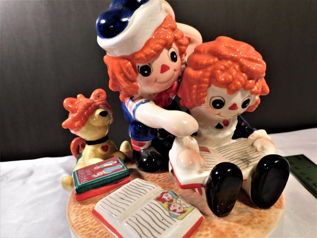 Vintage Raggedy Ann and Andy Music Box Porcelain Figurine Etsy
