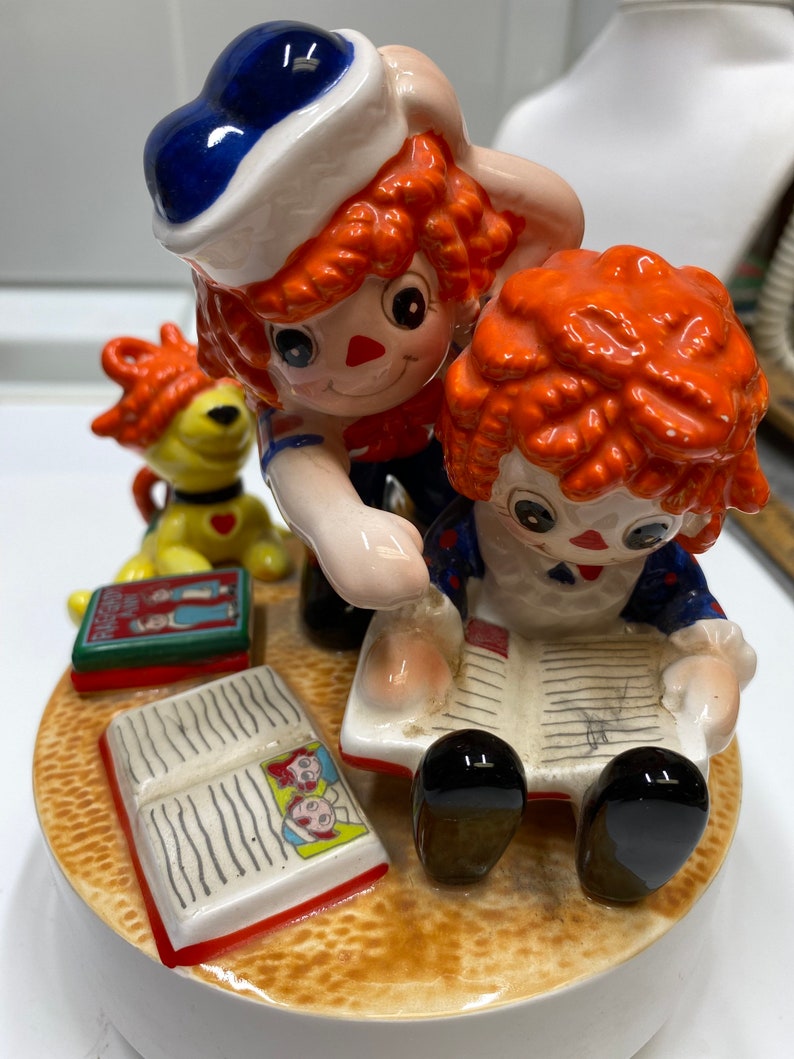 Vintage Raggedy Ann and Andy Music Box Porcelain Figurine Etsy