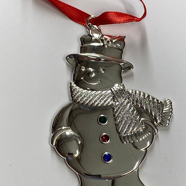 Vintage Lenox Silver Snowman Ornament Collectable Keepsake Decor