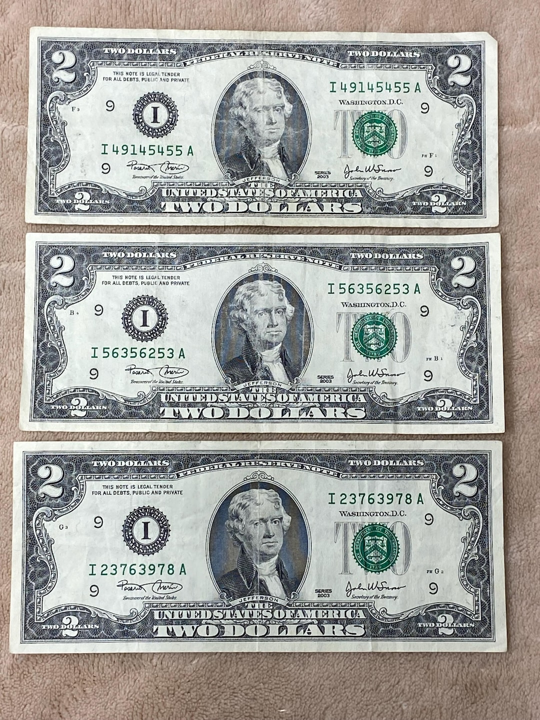 Thomas Jefferson 2 Dollar Bill - Etsy