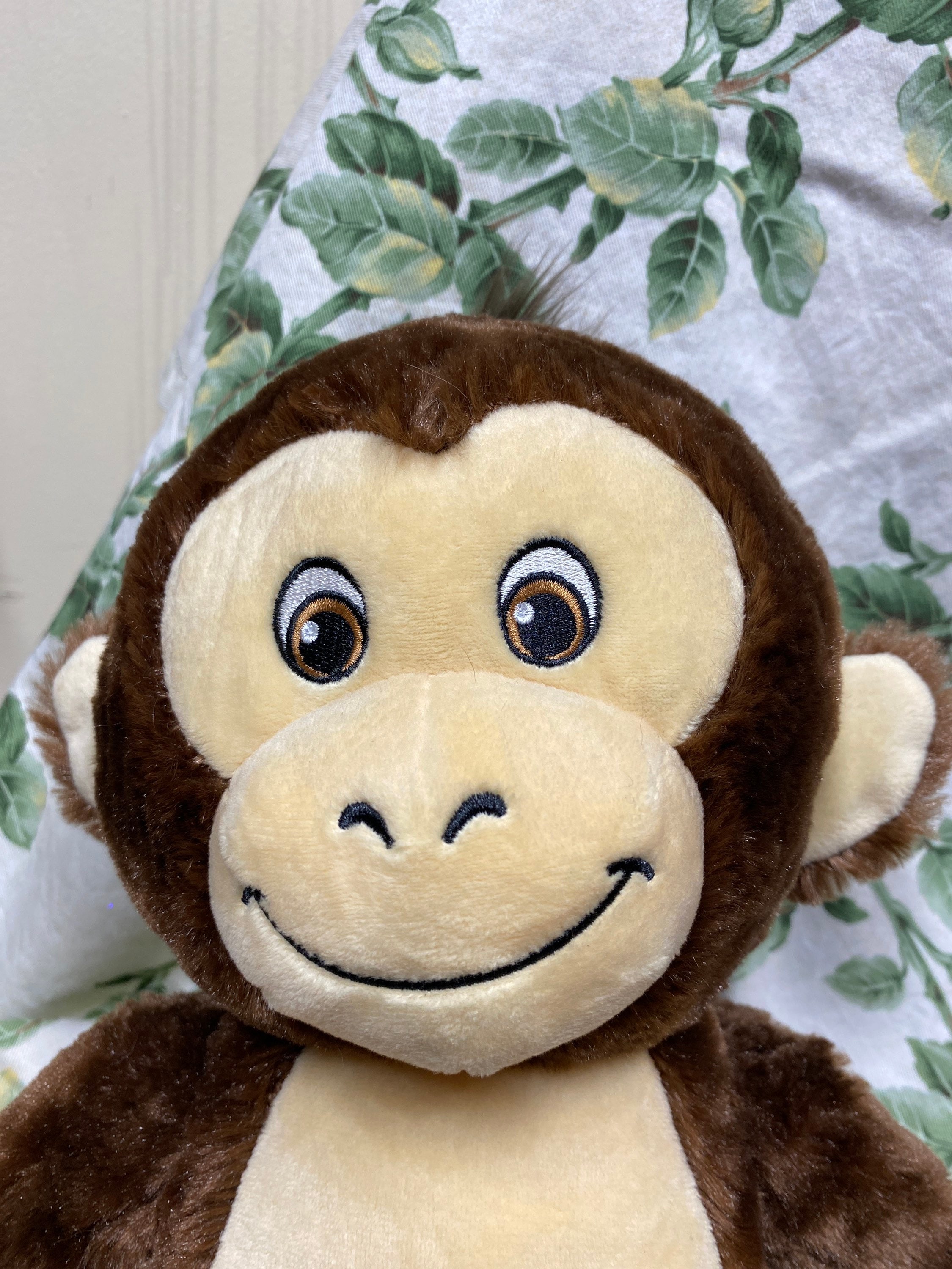 Monkey Embroidered Plush Easter Basket