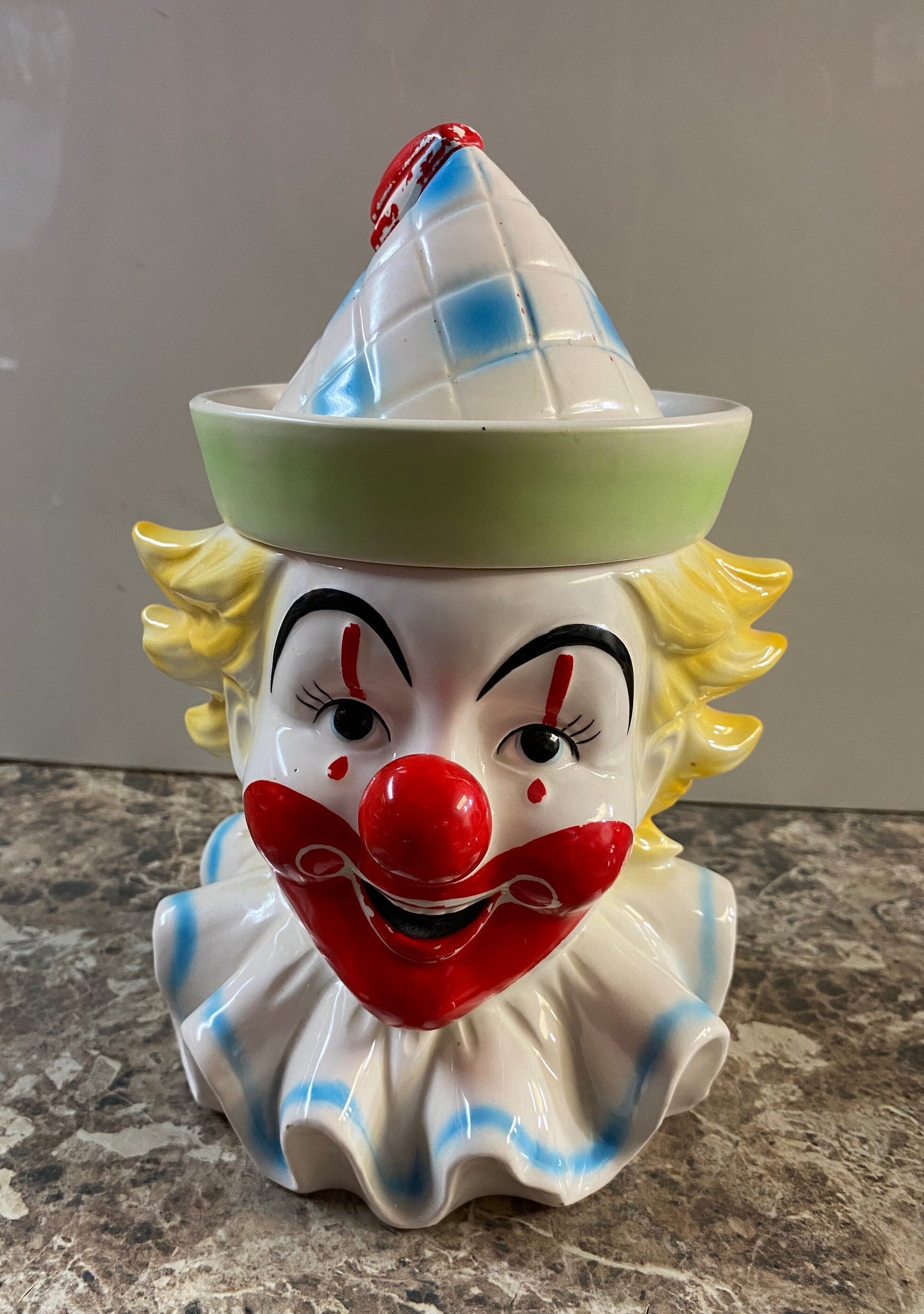 Vintage Clown Cookie Jar Collectable Schmid 1979 Clown 
