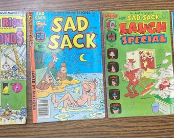 vintage Richie Rich Sad Sack Beginning Collector Comics Bandes dessinées Harvey une belle variété de livres amusants pour apprendre à lire