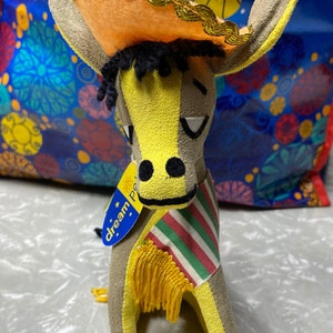 Vintage Pancho Donkey with Tag Sombrero Dakin Keepsake Dream Pets Collectable Stuffed Animal Decor