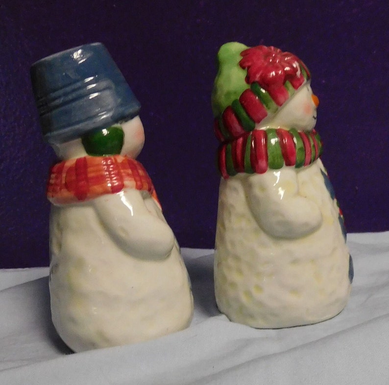 Vintage Charming Snowmen Salt and Pepper Shaker Collectable Table Decor ...