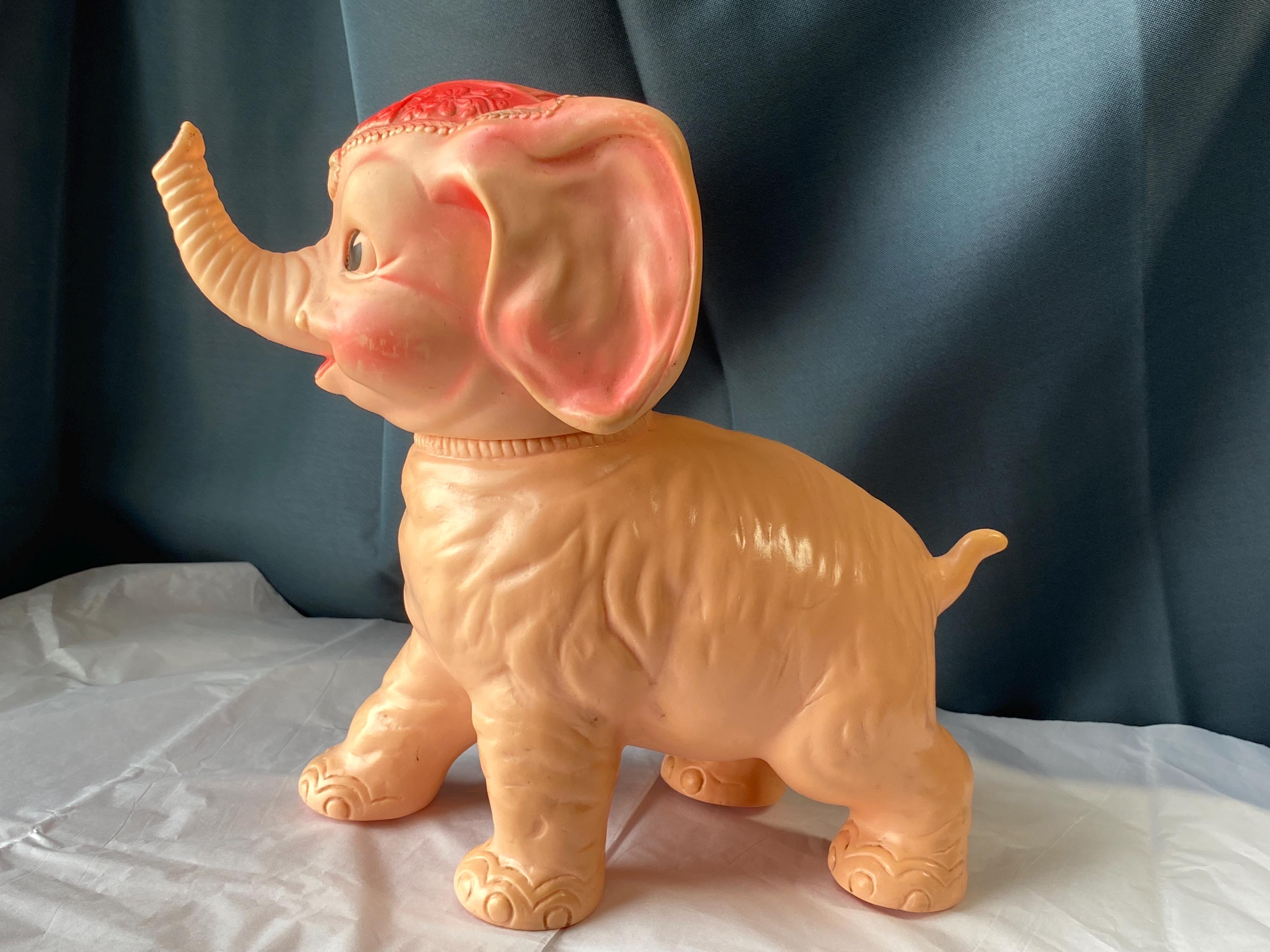 Sun Rubber Co Pink Elephant Squeaky Toy - Etsy