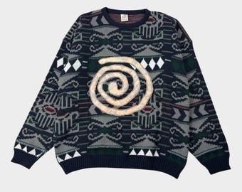 Pull en maille multicolore à motif vintage avec tissu en spirale