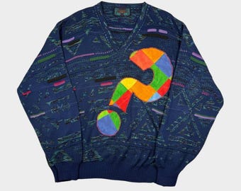 pull multicolore en maille à motif vintage des années 90