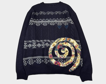 Pull en maille multicolore à motif vintage avec tissu en spirale