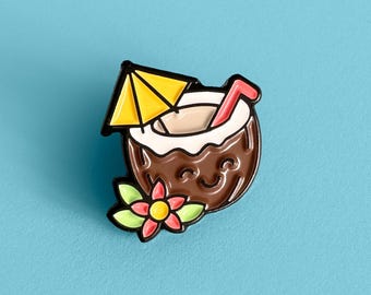 Coconut Cocktail Pin - LIMITED EDITION - Soft Enamel Pin Badge