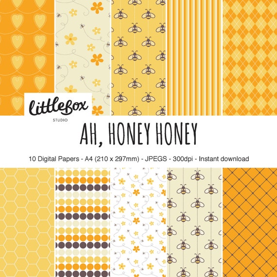 Items similar to Ah, Honey Honey digital paper pack, instant download ...