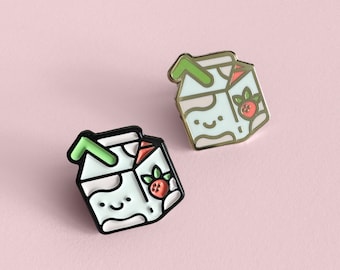 Strawberry Milk Pin - LIMITED EDITION - Soft Enamel - Hard Enamel
