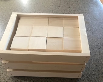 60 Unfinished Wood Blocks with Storage Crate