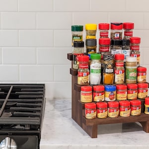5-Tier Rustic Wooden Spice Rack – Kitchen Counter Organizer image 1