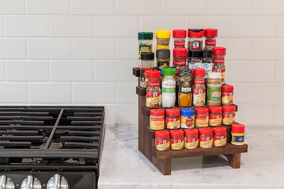 5-Tier Rustic Wooden Spice Rack – Kitchen Counter Organizer