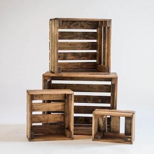 Set di casse decorative rustiche in legno ad incastro - Scaffali espositivi vintage in stile fattoria e decorazioni per la casa - Perfette per decorazioni da matrimonio in stile country!