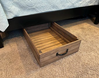 Rustic Under Bed Storage – Handmade Wooden Rolling Drawer