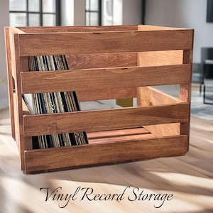Handcrafted Cherry Vinyl Record Holder – Wooden LP Storage