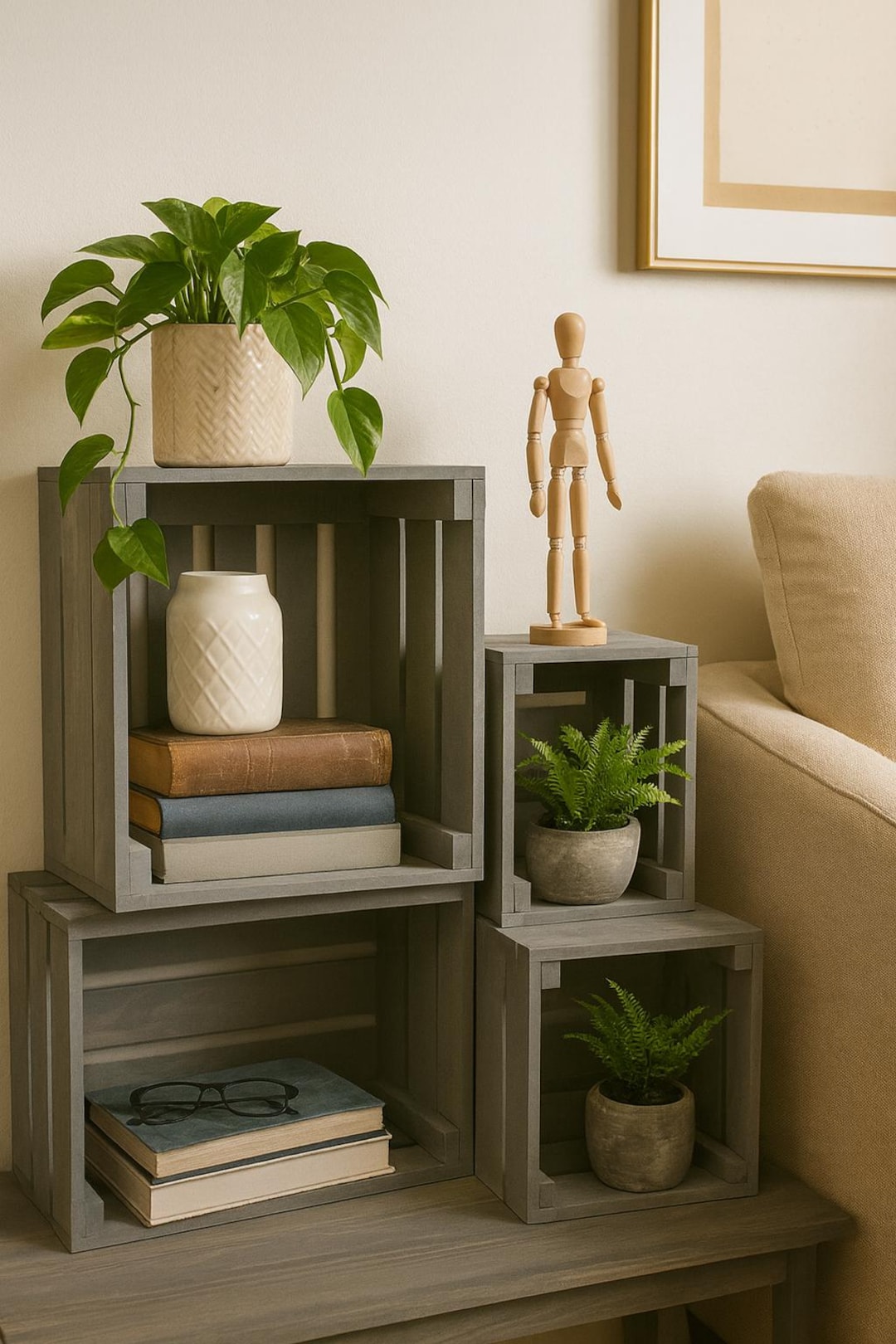 Rustic Wooden Nesting Boxes – Set of 4 in Antique Gray Finish - Etsy