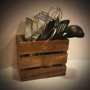 Utensil Holder Wood Crate image 3