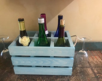 Vintage Blue Wine Carrier - 6
