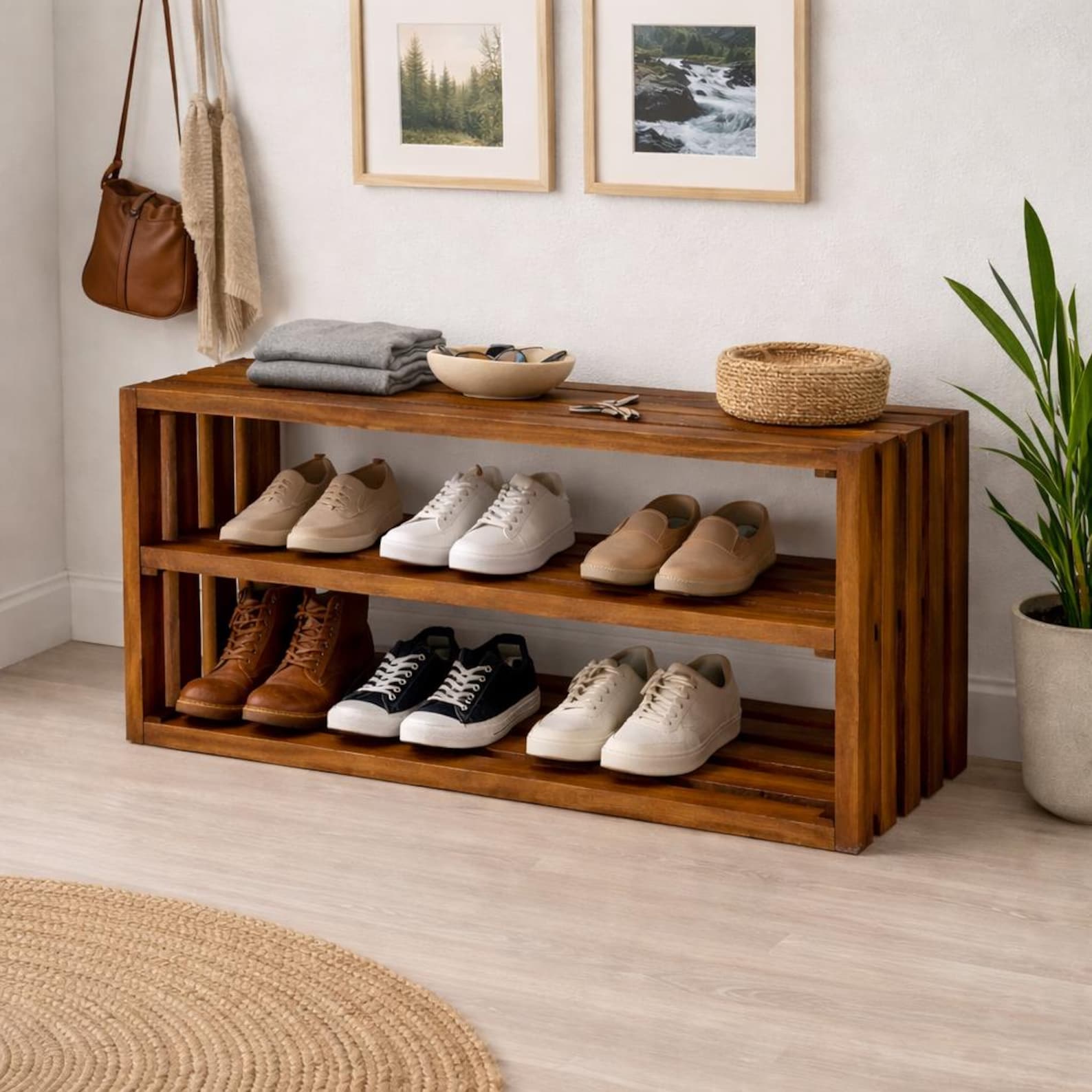 Wooden Shoe Rack Bench