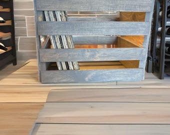 12" houten vinyl lp kist – antiekgrijs, massief houten platenopslag voor albums