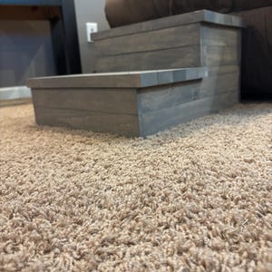 Antique Gray Wooden 2-Step Pet Stairs – Rustic Dog or Cat Steps for Elderly Pets to Reach Couch, Bed, or Car