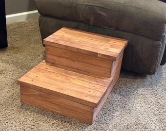Rustic Cherry Stained 2-Step Stool – Pet & Kids Step
