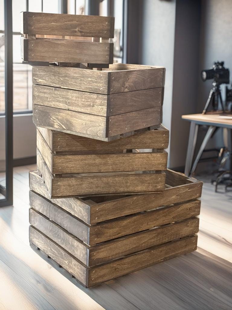 Nesting Crate Rack Handmade Wooden Nesting Crates – Rustic Farmhouse Storage Set - Etsy
