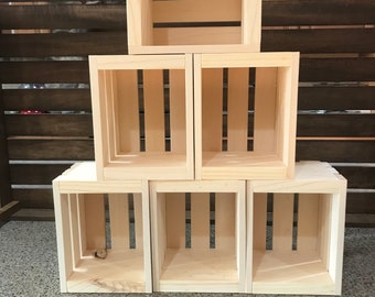 Natural Wood Crates - set of 6