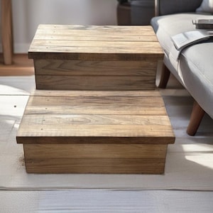 Handmade Wooden Pet Steps- Early American Finish– 2-Step Dog & Cat Stairs