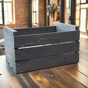 Vintage Stained Wooden 45 RPM Record Crate – Rustic Vinyl Storage Box for 7-Inch Records