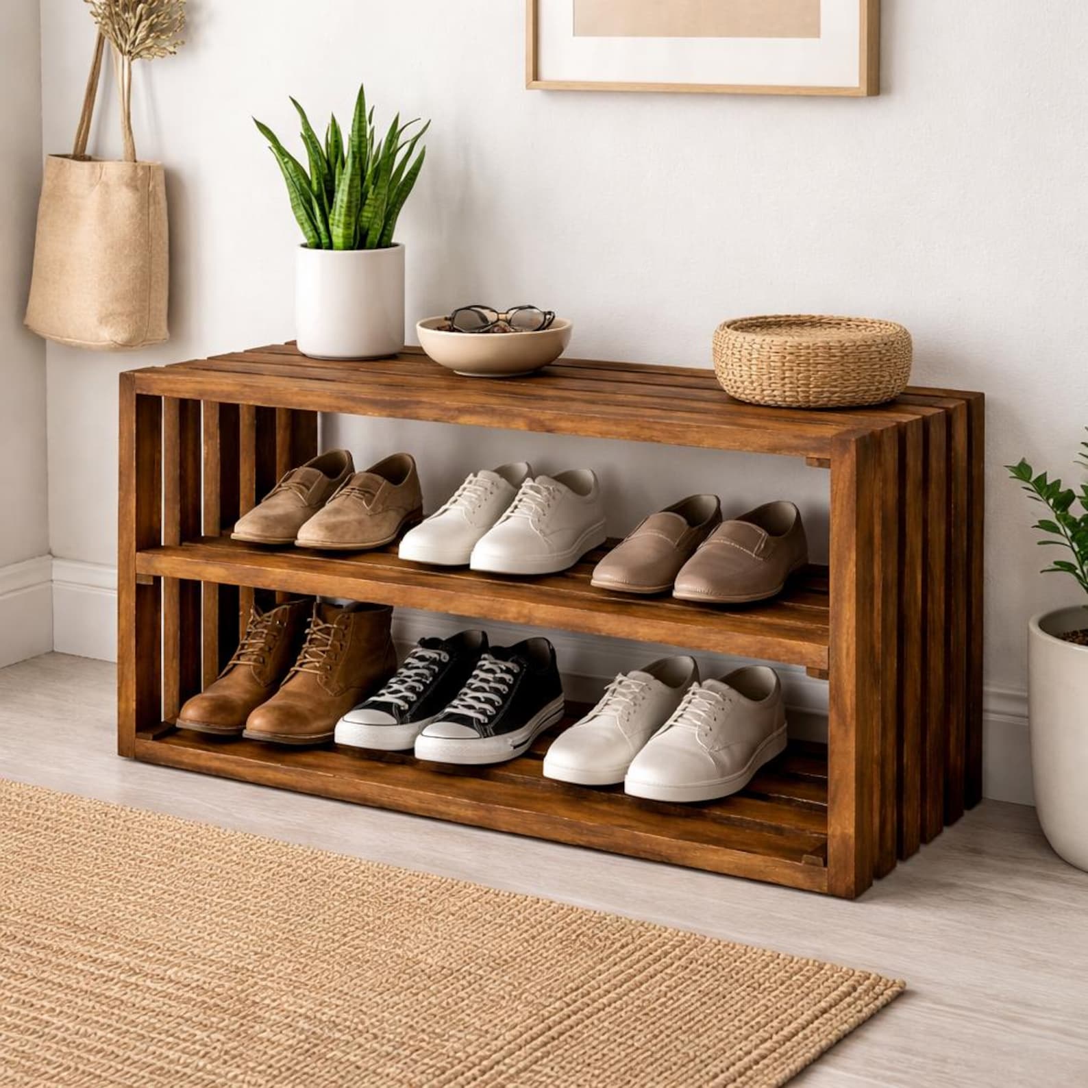 Wooden Shoe Rack Bench