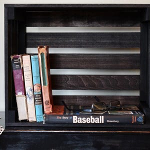 Vintage Stained Wooden Storage Crate – Rustic Organizer