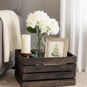 Vintage Stained Wooden Storage Crate – Rustic Organizer