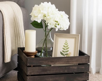 Vintage Stained Wooden Storage Crate – Rustic Organizer