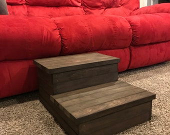 Rustic Wooden Pet & Toddler Steps – 2-Step Stool- Dark Walnut Stain