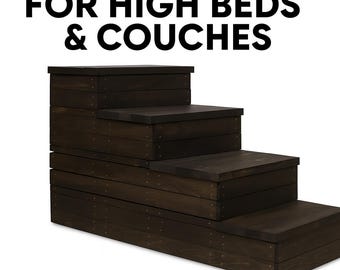 Four Tier Wooden Pet Stairs – Rustic Step Stool for Pets & Kids
