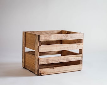 Vinyl Record Holder Wood Crate