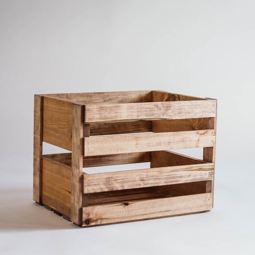 Vinyl Record Holder Wood Crate Etsy