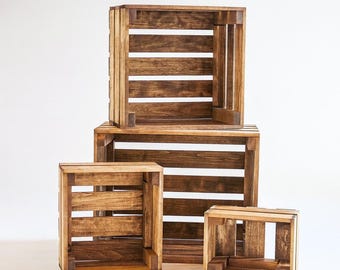 Rustic Wooden Nesting Crates – Farmhouse Display Shelves & Wedding Décor