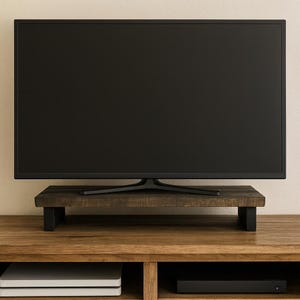Rustic Wooden Monitor Stand – 24&quot; Desk & TV Riser