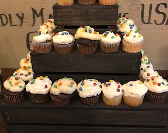 Vintage Dark Stained Cupcake Stand/Trays